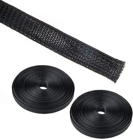 2 Pack, 33ft - 1/2 inch Cord Protector Wire Loom Tubing Cable Sleeve, findTop Nylon Expandable Braided Cable Sleeving, Braided Wire Sleeve, Cable Sheath Mesh Wire Loom in Saudi Arabia