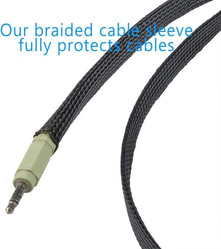 2 Pack, 33ft - 1/2 inch Cord Protector Wire Loom Tubing Cable Sleeve, findTop Nylon Expandable Braided Cable Sleeving, Braided Wire Sleeve, Cable Sheath Mesh Wire Loom in Saudi Arabia