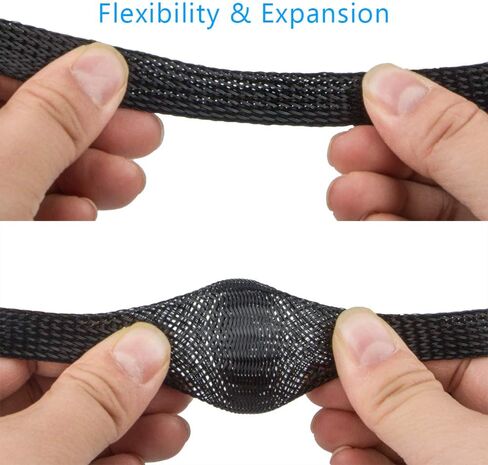 2 Pack, 33ft - 1/2 inch Cord Protector Wire Loom Tubing Cable Sleeve, findTop Nylon Expandable Braided Cable Sleeving, Braided Wire Sleeve, Cable Sheath Mesh Wire Loom in Saudi Arabia
