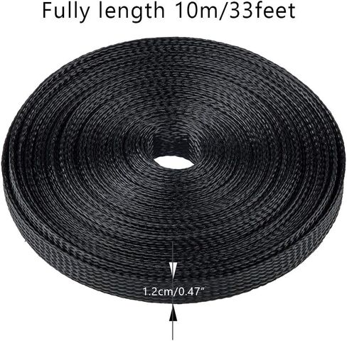 2 Pack, 33ft - 1/2 inch Cord Protector Wire Loom Tubing Cable Sleeve, findTop Nylon Expandable Braided Cable Sleeving, Braided Wire Sleeve, Cable Sheath Mesh Wire Loom in Saudi Arabia