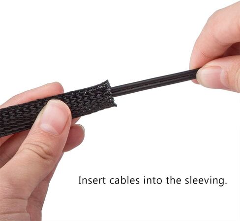 2 Pack, 33ft - 1/2 inch Cord Protector Wire Loom Tubing Cable Sleeve, findTop Nylon Expandable Braided Cable Sleeving, Braided Wire Sleeve, Cable Sheath Mesh Wire Loom in Saudi Arabia
