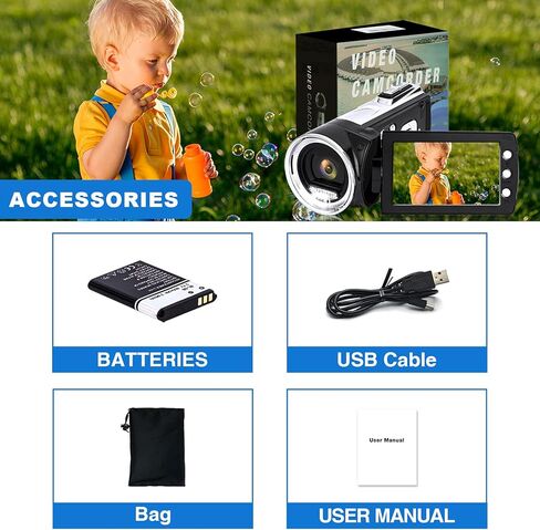 كاميرات فيديو Vmotal 24 ميجابكسل كاميرا رقمية ومسجل فيديو FHD 1080P 30FPS 2.7 بوصة كاميرا فيديو يوتيوب TikTok كاميرا فيديو للأطفال الأطفال الطلاب المراهقين المبتدئين in Kuwait