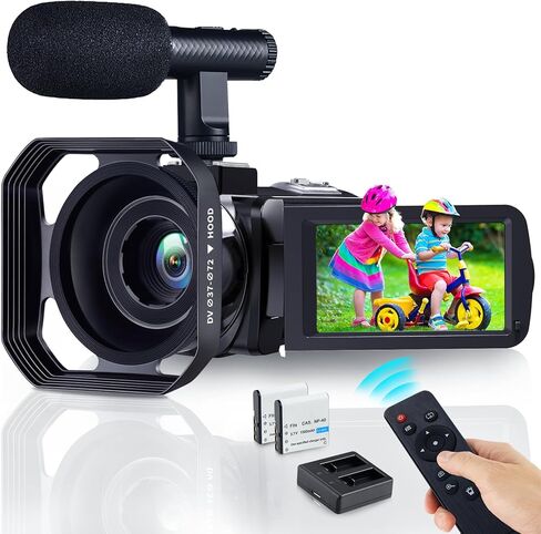 كاميرا فيديو CAMWORLD 4K كاميرا فيديو 48 ميجابكسل UHD واي فاي 16X تكبير رقمي 3.0 بوصة شاشة تعمل باللمس كاميرا للرؤية الليلية كاميرا تسجيل فيديو مسجل كاميرا يوتيوب مع ميكروفون وجهاز تحكم عن بعد وبطاريتين in Kuwait