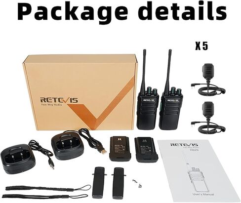 Retevis RB29 2 Way Radio for Adults, Heavy Duty Walkie Talkies with Earpieces, Strong Compatibility, USB Charger, Hands Free Two Way Radio for Warehouse Education Commercial (10 Pack) in Saudi Arabia