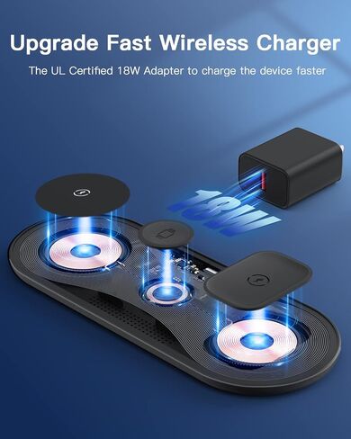 لوحة شحن لاسلكية، شواحن لاسلكية محمولة من TELSOR لأجهزة متعددة، محطة شحن لاسلكية لهاتف iPhone 15 14 13 12 11 Pro Max، لساعة Apple Watch 8 7 6 5 4 3 2 SE، لـ AirPods Pro 3 2 in Saudi Arabia