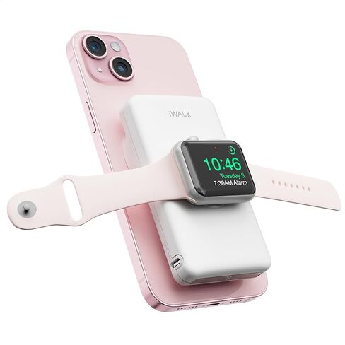 iWALK MAG-X Magnetic Wireless Power Bank with iWatch Charger,10000mAh PD Fast Charging Portable Charger Compact Battery Pack Compatible with iPhone 15/14/13/12 Series,Apple Watch Ultra/8/7/6/5/4 in Saudi Arabia