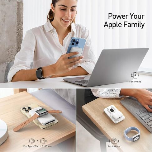 iWALK MAG-X Magnetic Wireless Power Bank with iWatch Charger,10000mAh PD Fast Charging Portable Charger Compact Battery Pack Compatible with iPhone 15/14/13/12 Series,Apple Watch Ultra/8/7/6/5/4 in Saudi Arabia
