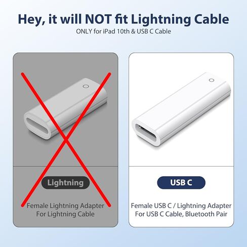 محول شحن متوافق مع قلم ابل الجيل الاول من USB-C الى لايتنينج انثى من النوع C، كيبل اقتران بلوتوث، موصل USB-C الى قلم (الجيل الاول) لجهاز ايباد الجيل العاشر 2022 in Kuwait