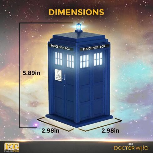 FAMETEK Doctor Who Bad Wolf Tardis Wireless Bluetooth Speaker Plays Music, Lights Up, Accurate Sounds Effects |Gifts for Men or Women - Best Gifts Birthday Collectibles for Doctor Who in Kuwait