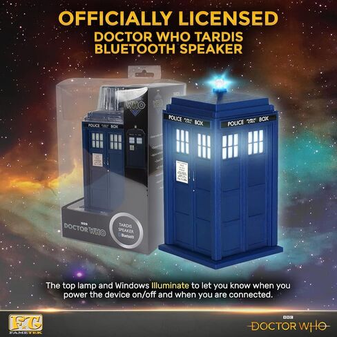 FAMETEK Doctor Who Bad Wolf Tardis Wireless Bluetooth Speaker Plays Music, Lights Up, Accurate Sounds Effects |Gifts for Men or Women - Best Gifts Birthday Collectibles for Doctor Who in Kuwait