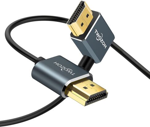 Twozoh Flexible HDMI to HDMI Cable Downward Angled 90° 1FT, Ultra Thin and Slim HDMI Cord Support 3D/4K@60Hz in Kuwait