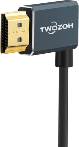 Twozoh Flexible HDMI to HDMI Cable Downward Angled 90° 1FT, Ultra Thin and Slim HDMI Cord Support 3D/4K@60Hz in Kuwait