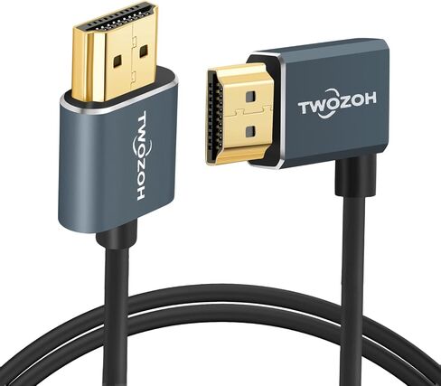Twozoh Flexible HDMI to HDMI Cable Downward Angled 90° 1FT, Ultra Thin and Slim HDMI Cord Support 3D/4K@60Hz in Kuwait