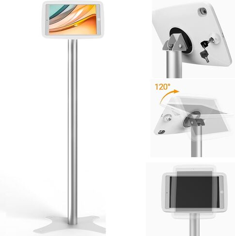 حامل أرضي من Beelta iPad Kiosk لهاتف 10.2 iPad 7 8 9th 120 درجة غلاف iPad قابل للقفل + عمود ألومنيوم + قاعدة معدنية BSF302T in Kuwait