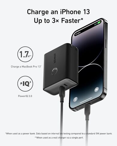 Anker 45W Wall Charger with 5,000 mAh 20W Portable Charger, Dual-Port USB-C for iPhone 15/15 Plus/15 Pro/15 Pro Max, iPhone 14/13 Series, iPhone 14/13 Series, iPad Pro, AirPods, Apple Watch, and More in Saudi Arabia