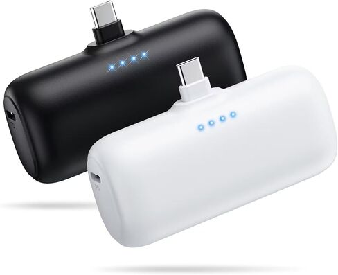 [2 Pack] Mini Portable Charger USB-C Power Bank, 5200mAh Portable Charger,Compact Plug in Battery Pack Compatible with iPhone 15/15 Plus/15 Pro/15 Pro Max Samsung Android Phones etc-Pink+light Blue in Saudi Arabia