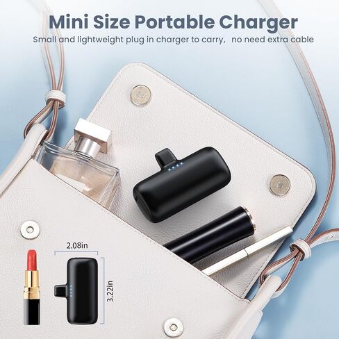 [2 Pack] Mini Portable Charger USB-C Power Bank, 5200mAh Portable Charger,Compact Plug in Battery Pack Compatible with iPhone 15/15 Plus/15 Pro/15 Pro Max Samsung Android Phones etc-Pink+light Blue in Saudi Arabia