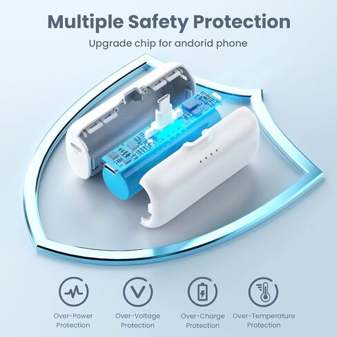 [2 Pack] Mini Portable Charger USB-C Power Bank, 5200mAh Portable Charger,Compact Plug in Battery Pack Compatible with iPhone 15/15 Plus/15 Pro/15 Pro Max Samsung Android Phones etc-Pink+light Blue in Saudi Arabia