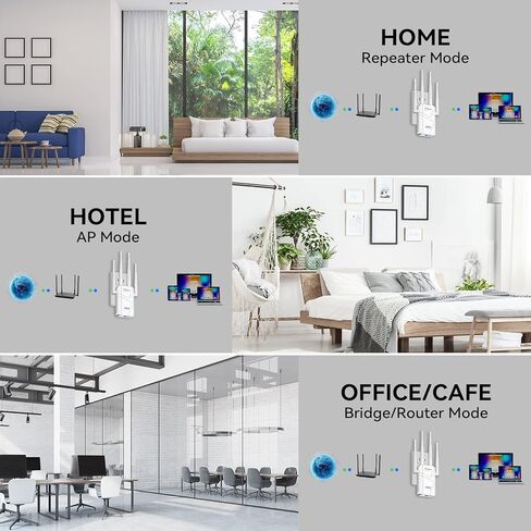 موسع واي فاي 2023، معزز إشارة موسعات واي فاي للمنزل - تغطية تصل إلى 10000 قدم مربع و45 جهازًا، مكرر إنترنت لاسلكي، إعداد سهل in Kuwait