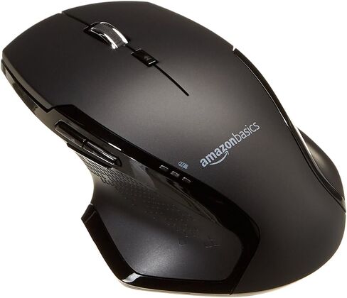 Amazon Basics Full Size Ergonomic Wireless PC Mouse with Fast Scrolling, Black in Saudi Arabia