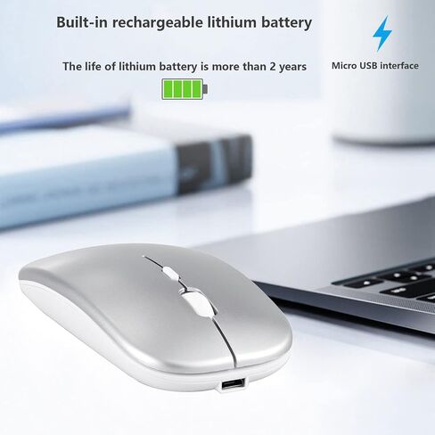 Wireless Bluetooth Mouse for Apple iPad iPhone MacBook Android Samsung Tablet Phone Dual-Mode Rechargeable 2.4G Portable Computer Mice for Windows Laptop Notebook PC Mac Desktop USB Receiver (Black) in Kuwait