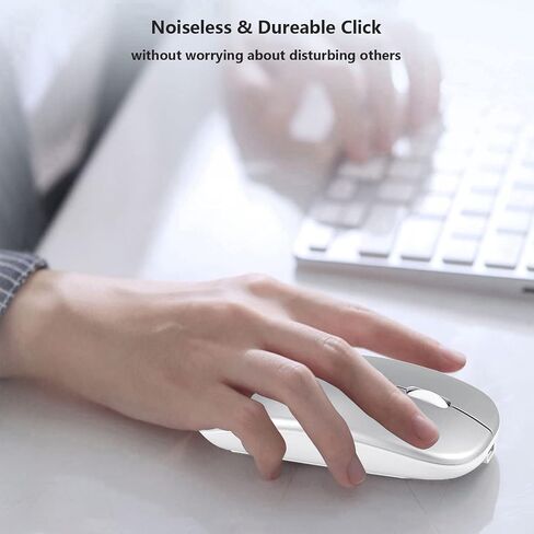 Wireless Bluetooth Mouse for Apple iPad iPhone MacBook Android Samsung Tablet Phone Dual-Mode Rechargeable 2.4G Portable Computer Mice for Windows Laptop Notebook PC Mac Desktop USB Receiver (Black) in Kuwait