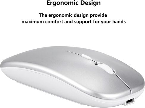 Wireless Bluetooth Mouse for Apple iPad iPhone MacBook Android Samsung Tablet Phone Dual-Mode Rechargeable 2.4G Portable Computer Mice for Windows Laptop Notebook PC Mac Desktop USB Receiver (Black) in Kuwait