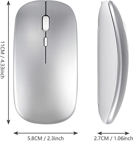Wireless Bluetooth Mouse for Apple iPad iPhone MacBook Android Samsung Tablet Phone Dual-Mode Rechargeable 2.4G Portable Computer Mice for Windows Laptop Notebook PC Mac Desktop USB Receiver (Black) in Kuwait