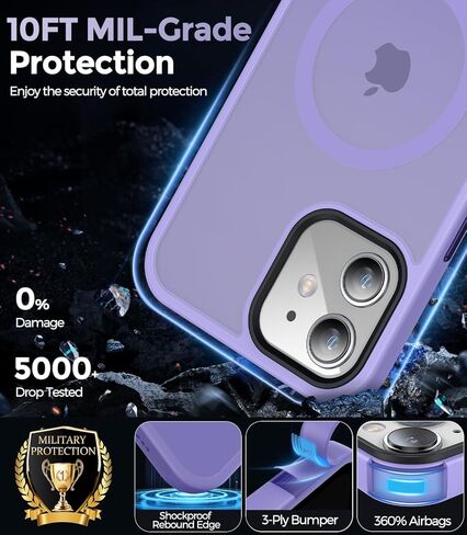 Olialia Strong Magnetic Case for iPhone 11, [Compatible with MagSafe] [Military Drop Protection] Skin-Friendly Touch Shockproof Protective Translucent Matte Slim Phone Cover 6.1 inch - Alpine Green in Kuwait