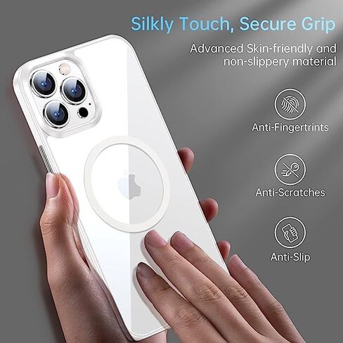 حافظة هاتف B-SPIN متوافقة مع أجهزة الشحن اللاسلكية المغناطيسية المقاومة للخدش، إطار واقٍ شفاف مقاوم للصدمات (أزرق سييرا، iPhone 15 pro max) in Kuwait