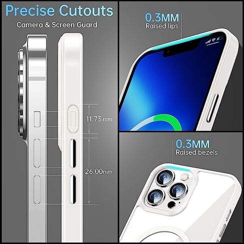 حافظة هاتف B-SPIN متوافقة مع أجهزة الشحن اللاسلكية المغناطيسية المقاومة للخدش، إطار واقٍ شفاف مقاوم للصدمات (أزرق سييرا، iPhone 15 pro max) in Kuwait