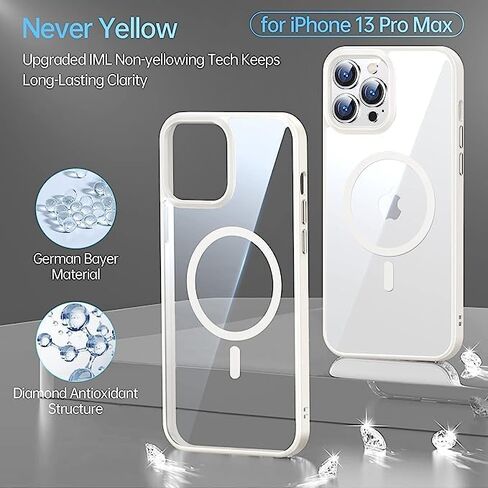 حافظة هاتف B-SPIN متوافقة مع أجهزة الشحن اللاسلكية المغناطيسية المقاومة للخدش، إطار واقٍ شفاف مقاوم للصدمات (أزرق سييرا، iPhone 15 pro max) in Kuwait