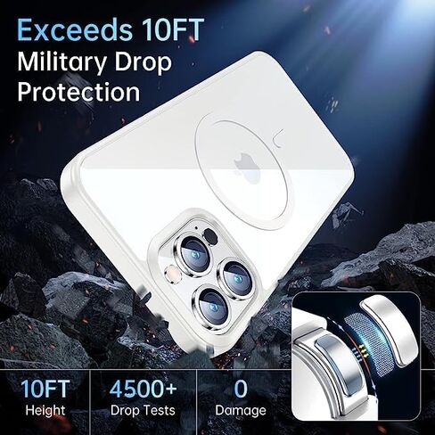 حافظة هاتف B-SPIN متوافقة مع أجهزة الشحن اللاسلكية المغناطيسية المقاومة للخدش، إطار واقٍ شفاف مقاوم للصدمات (أزرق سييرا، iPhone 15 pro max) in Kuwait