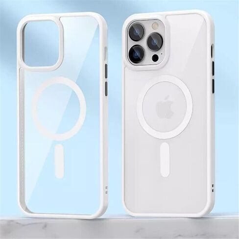 حافظة هاتف B-SPIN متوافقة مع أجهزة الشحن اللاسلكية المغناطيسية المقاومة للخدش، إطار واقٍ شفاف مقاوم للصدمات (أزرق سييرا، iPhone 15 pro max) in Kuwait