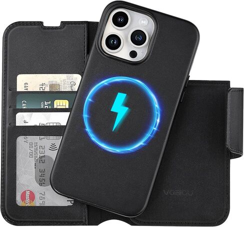 Wallet Case for iPhone 14 with Magsafe, Premium PU Leather Flip Folio Cover RFID Blocking with Card Slot, Magnetic Kickstand Shockproof Cover Designed for iPhone 14 6.1''-Black in Saudi Arabia