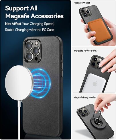 Wallet Case for iPhone 14 with Magsafe, Premium PU Leather Flip Folio Cover RFID Blocking with Card Slot, Magnetic Kickstand Shockproof Cover Designed for iPhone 14 6.1''-Black in Saudi Arabia
