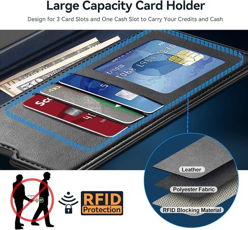 Wallet Case for iPhone 14 with Magsafe, Premium PU Leather Flip Folio Cover RFID Blocking with Card Slot, Magnetic Kickstand Shockproof Cover Designed for iPhone 14 6.1''-Black in Saudi Arabia