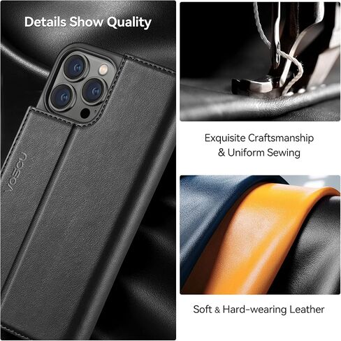 Wallet Case for iPhone 14 with Magsafe, Premium PU Leather Flip Folio Cover RFID Blocking with Card Slot, Magnetic Kickstand Shockproof Cover Designed for iPhone 14 6.1''-Black in Saudi Arabia