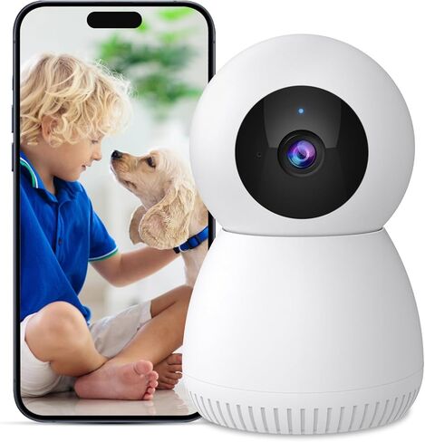 NoahTec Indoor Camera, 1080P 2.4GHz Pet Camera Baby Monitor, 360° Cameras for Home Security Indoor, Dog Camera 24/7 Motion Detection, 2-Way Call, IR Night Vision,Siren Alarm, Works with Alexa in Kuwait