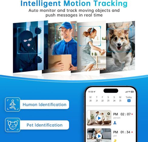 NoahTec Indoor Camera, 1080P 2.4GHz Pet Camera Baby Monitor, 360° Cameras for Home Security Indoor, Dog Camera 24/7 Motion Detection, 2-Way Call, IR Night Vision,Siren Alarm, Works with Alexa in Kuwait