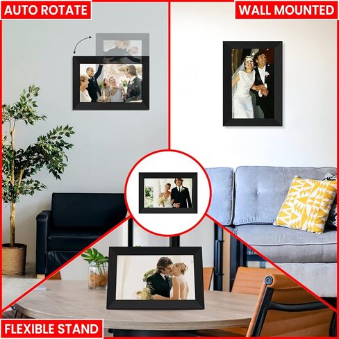 اطار صور رقمي ذكي 10.1 انش واي فاي من فراميو، اطار صور رقمي بشاشة لمس عالية الدقة 1280×800 مع تخزين مدمج بسعة 16 جيجا وعرض شرائح ودوران تلقائي ومشاركة اللحظات على الفور عبر التطبيق in Kuwait