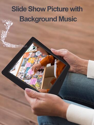 10.1-Inch Digital Picture Frame USB, Jimwey IPS Screen 1920x1080 Digital Photo Frame Slide Show for Gifts with 32GB USB Flash Drive SD Card Slot, Support Music Video Motion Sensor with Romote Control in Kuwait