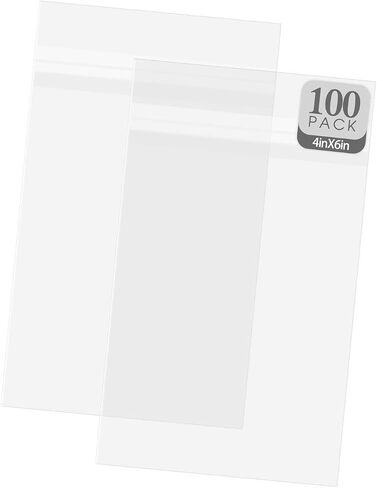 Golden State Art 5x7 Inch Crystal Sealed Clear Plastic Sleeves,100 Pack | Resealable Adhesive,Clear Stoarge Bags,For Pictures,Photos,Framing Mat Mattes, 5-5/16" x 7-1/8" in Kuwait