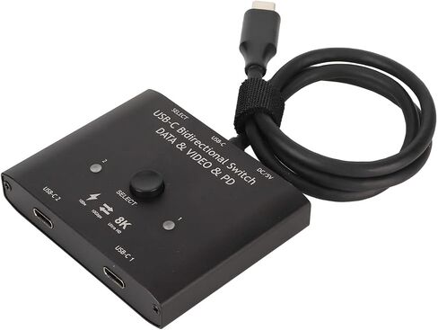 محول USB C ثنائي الاتجاه 2 في 1 مخرج 1 في 2 من النوع C، يدعم فيديو 8K 60Hz و4K 120Hz ونقل البيانات 10Gbps وشحن 100 واط in Kuwait