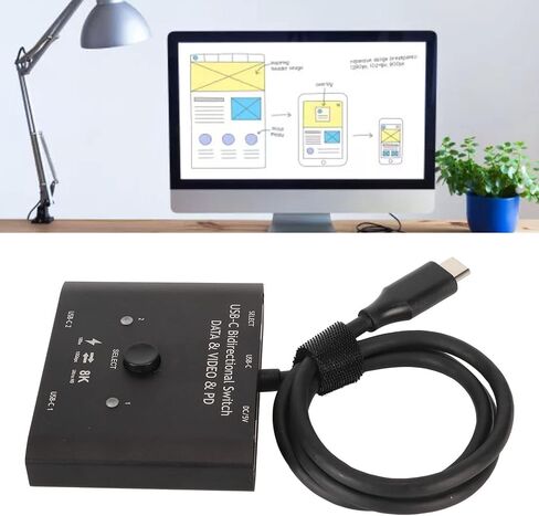محول USB C ثنائي الاتجاه 2 في 1 مخرج 1 في 2 من النوع C، يدعم فيديو 8K 60Hz و4K 120Hz ونقل البيانات 10Gbps وشحن 100 واط in Kuwait