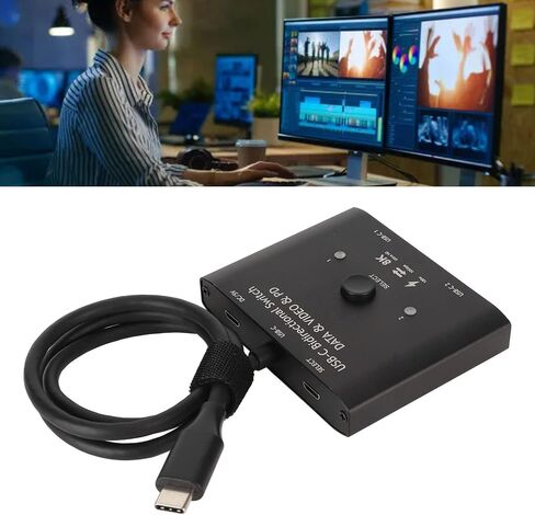 محول USB C ثنائي الاتجاه 2 في 1 مخرج 1 في 2 من النوع C، يدعم فيديو 8K 60Hz و4K 120Hz ونقل البيانات 10Gbps وشحن 100 واط in Kuwait