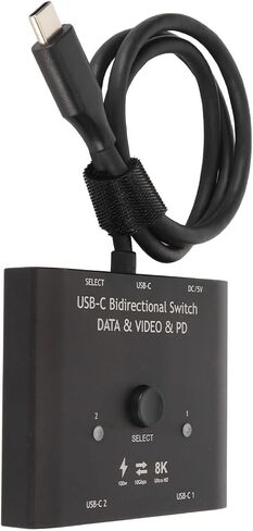 محول USB C ثنائي الاتجاه 2 في 1 مخرج 1 في 2 من النوع C، يدعم فيديو 8K 60Hz و4K 120Hz ونقل البيانات 10Gbps وشحن 100 واط in Kuwait
