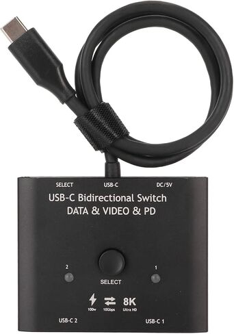 محول USB C ثنائي الاتجاه 2 في 1 مخرج 1 في 2 من النوع C، يدعم فيديو 8K 60Hz و4K 120Hz ونقل البيانات 10Gbps وشحن 100 واط in Kuwait