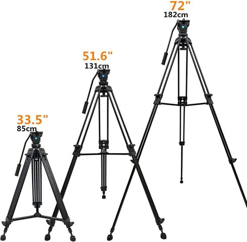 62"/158CM Video Tripod Professional Heavy Duty Aluminum | Twin Tube, 360 Degree Fluid Head, Mid-Level Spreader, For DSLR Camcorder Camera, Load Up to 17.6lb/8kg in Saudi Arabia