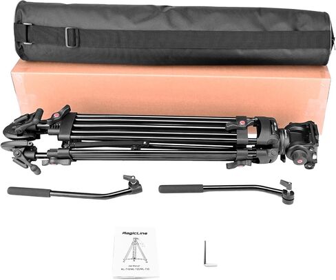 MagicLine 68.7" Aluminum Video Tripod,Heavy Duty Camera Tripod Stand with 2 Handles & 360°Fluid Head & Ground Spreader，2 QR Plates for DSLR Camcorder Cameras(Max Load 26.5 lb) in Saudi Arabia